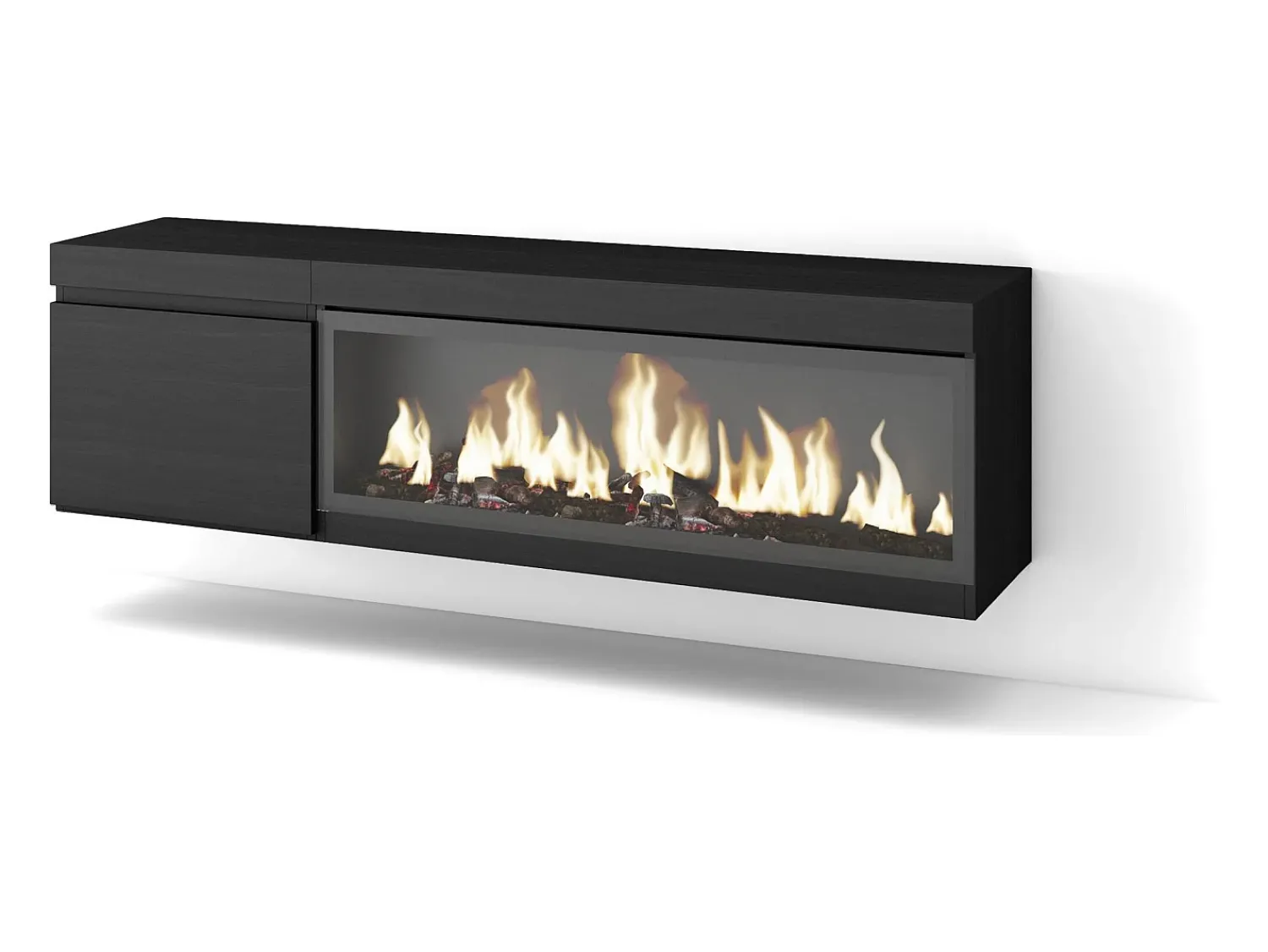 Sale Skraut Home Móvel de TV, 158x35x45cm, Para televisores até 65", Lareira eléctrica XXL, Suspensos, Preto