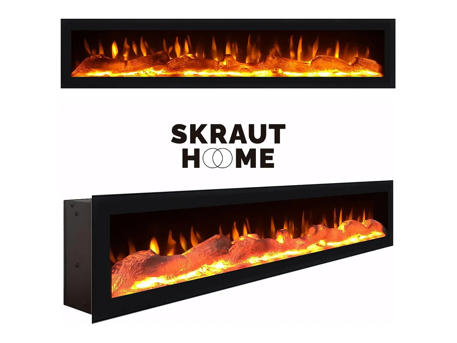 Skraut Home Móvel de TV, 150x35x57cm, Para televisores até 65", Lareira eléctrica, Design industrial, Carvahlo e preto^ Móvel De Tv