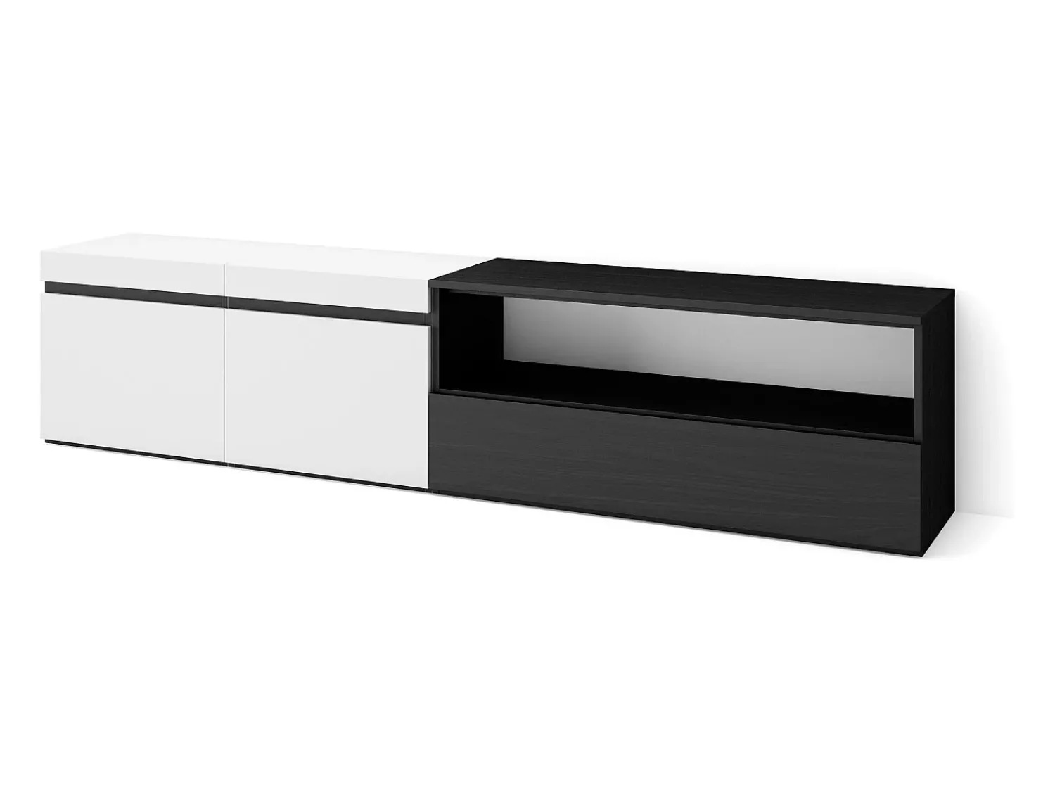 Móvel De Tv*Skraut Home Móvel de TV, 200x35x45cm, Para televisores até 80", Estante para TV, e preto Branco