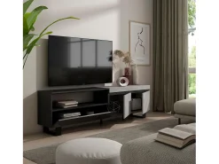 Clearance Skraut Home Móvel de TV, 200x35x57cm, Para televisores até 80", Design industrial, Cimento Cinzento