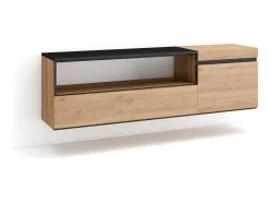 Móvel De Tv*Skraut Home Móvel de TV, 150x35x45cm, Para televisores até 65", Suspensos, Carvahlo e preto Natural claro