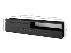 Móvel De Tv|Skraut Home Móvel de TV, 200x35x45cm, Para televisores até 80", Estante para TV, Preto