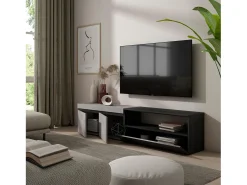 Móvel De Tv|Skraut Home Móvel de TV, 200x35x45cm, Para televisores até 80", Estante para TV, Cimento Cinzento