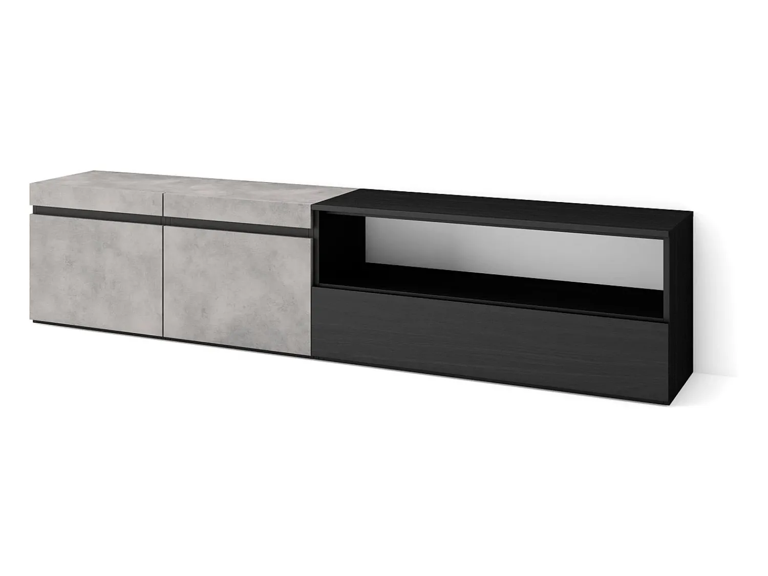 Móvel De Tv|Skraut Home Móvel de TV, 200x35x45cm, Para televisores até 80", Estante para TV, Cimento Cinzento