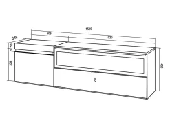 Móvel De Tv*Skraut Home Móvel de TV, 150x35x45cm, Para televisores até 65", Lareira eléctrica, Suspensos, Preto