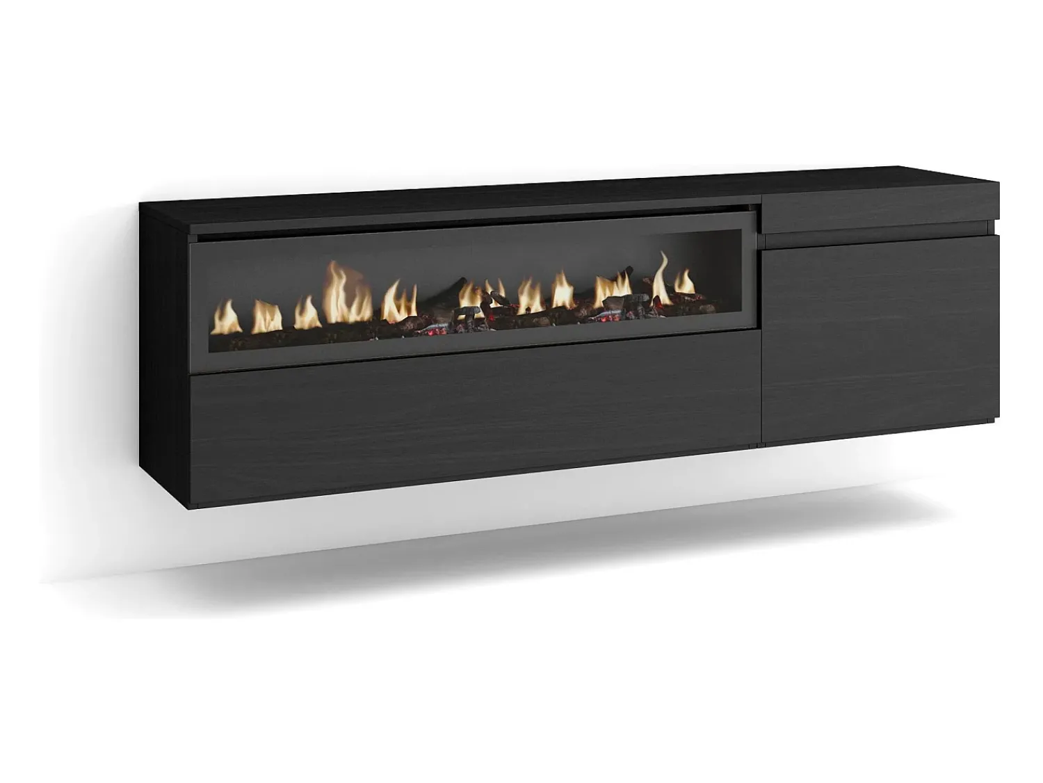 Móvel De Tv|Skraut Home Móvel de TV, 150x35x45cm, Para televisores até 65", Lareira eléctrica, Suspensos, Preto