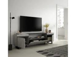Móvel De Tv*Skraut Home Móvel de TV, 200x35x57cm, Para televisores até 80", Design industrial, Cimento Cinzento