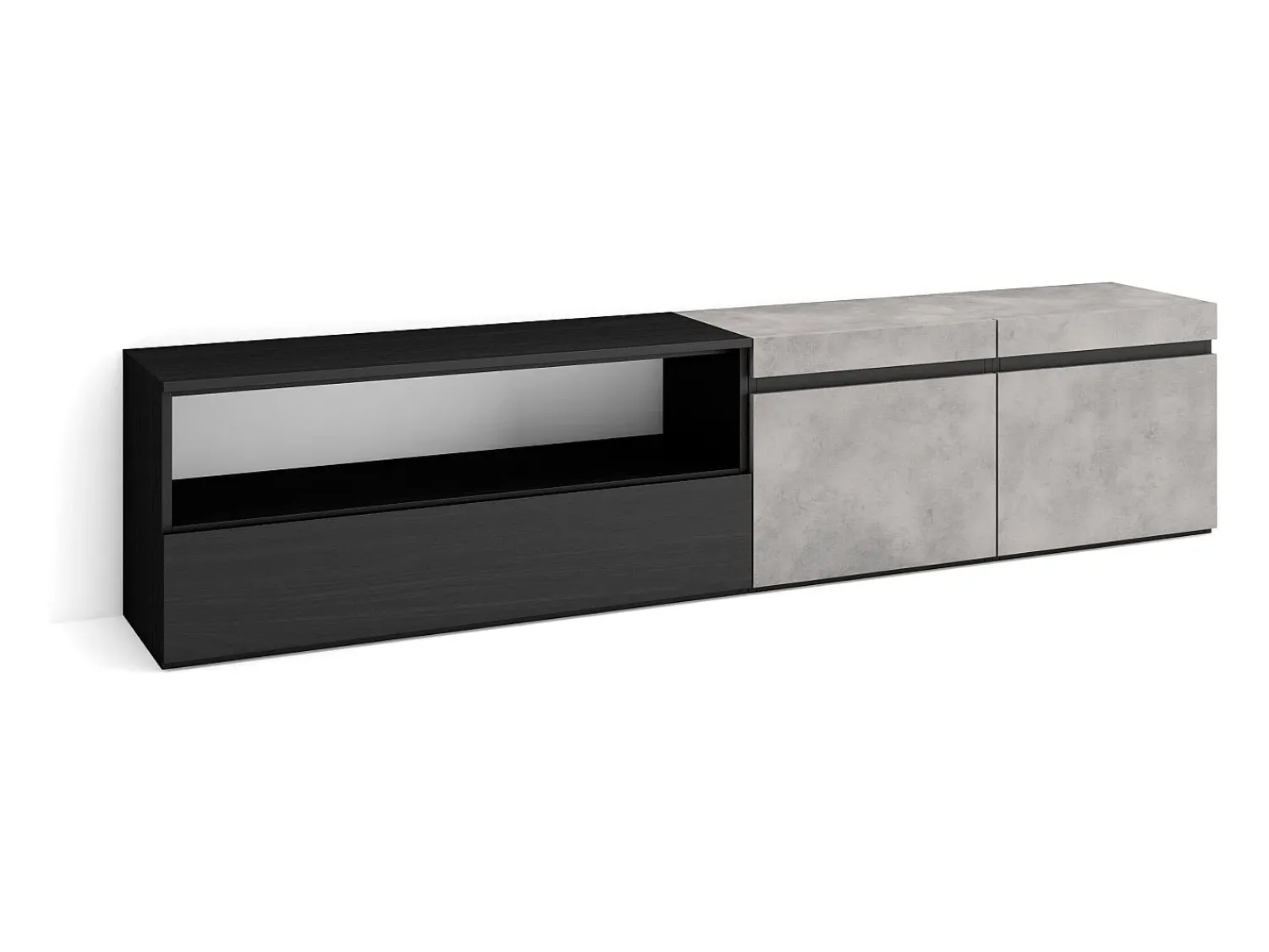 Skraut Home Móvel de TV, 200x35x45cm, Para televisores até 80", Estante para TV, Cimento^ Móvel De Tv
