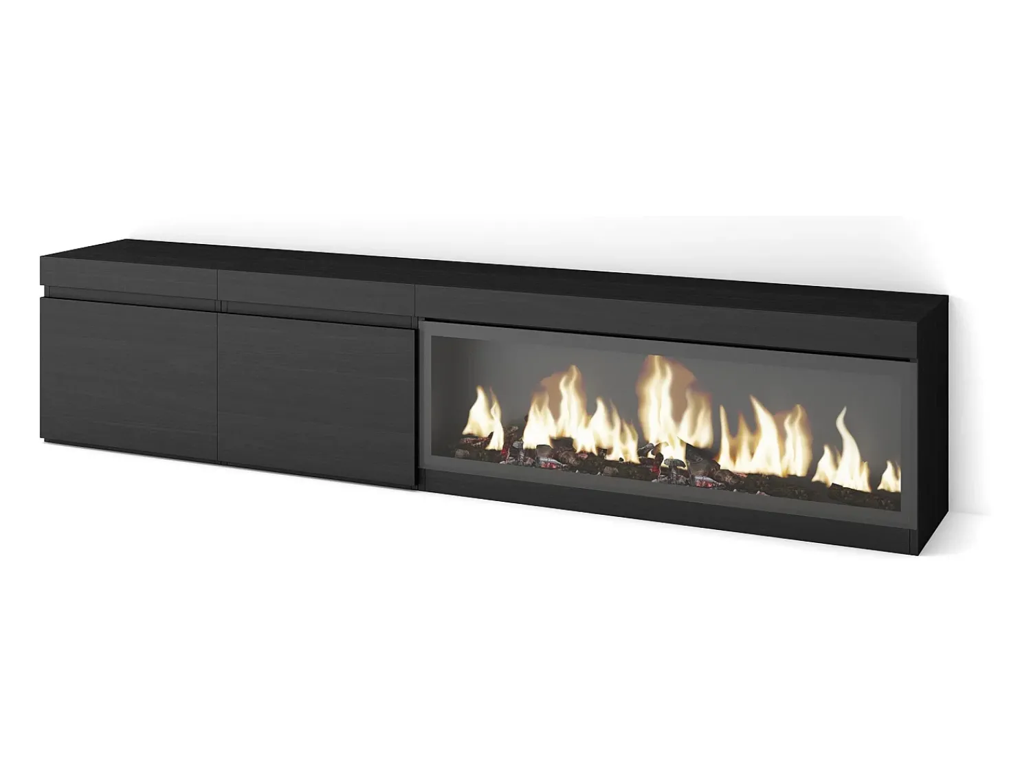 Móvel De Tv|Skraut Home Móvel de TV, 208x35x45cm, Para televisores até 80", Lareira eléctrica XXL, Preto