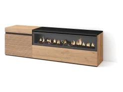 Móvel De Tv|Skraut Home Móvel de TV, 150x35x45cm, Para televisores até 65", Lareira eléctrica, Carvahlo Natural claro