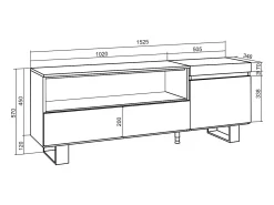 Hot Skraut Home Móvel de TV, 150x35x57cm, Para televisores até 65", Design industrial, Cimento Cinzento