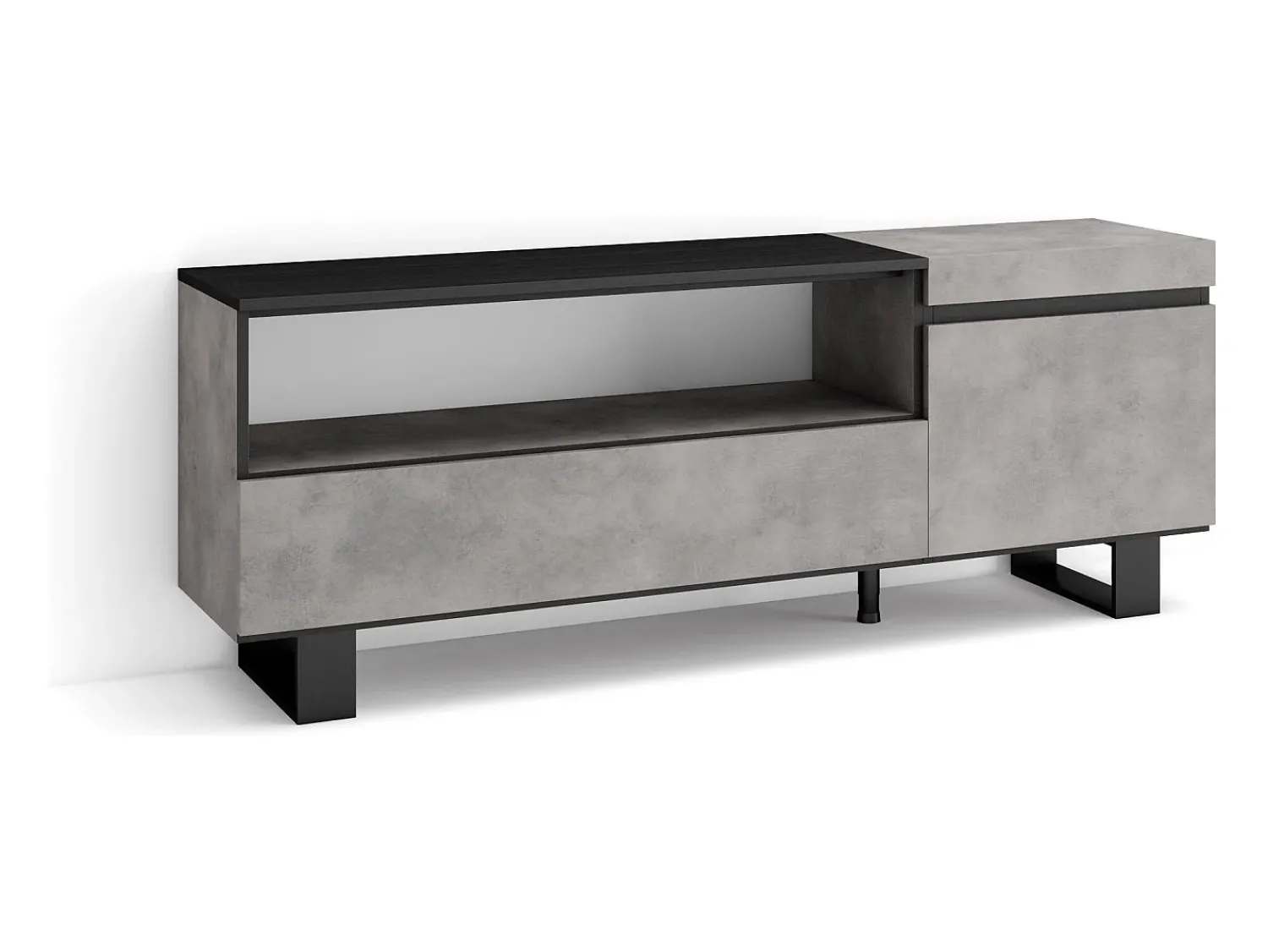 Hot Skraut Home Móvel de TV, 150x35x57cm, Para televisores até 65", Design industrial, Cimento Cinzento