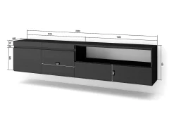 Skraut Home Móvel de TV, 200x35x45cm, Para televisores até 80", Suspensos,^ Móvel De Tv
