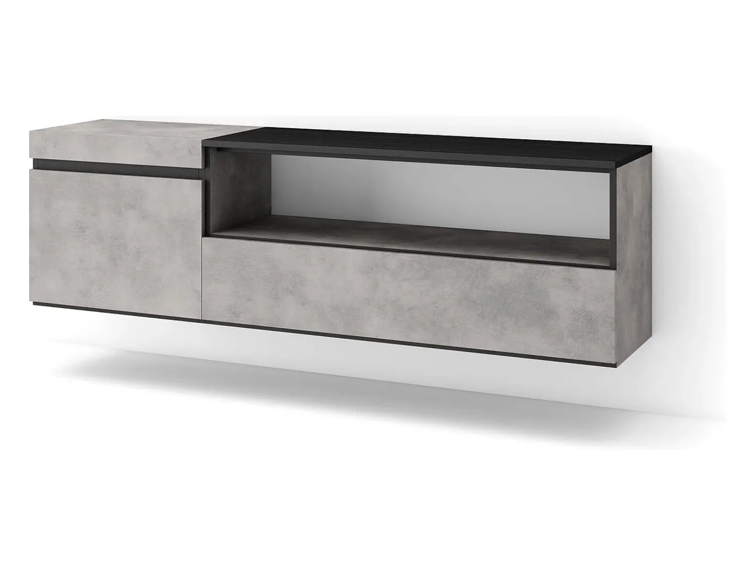 Clearance Skraut Home Móvel de TV, 150x35x45cm, Para televisores até 65", Suspensos, Cimento Cinzento