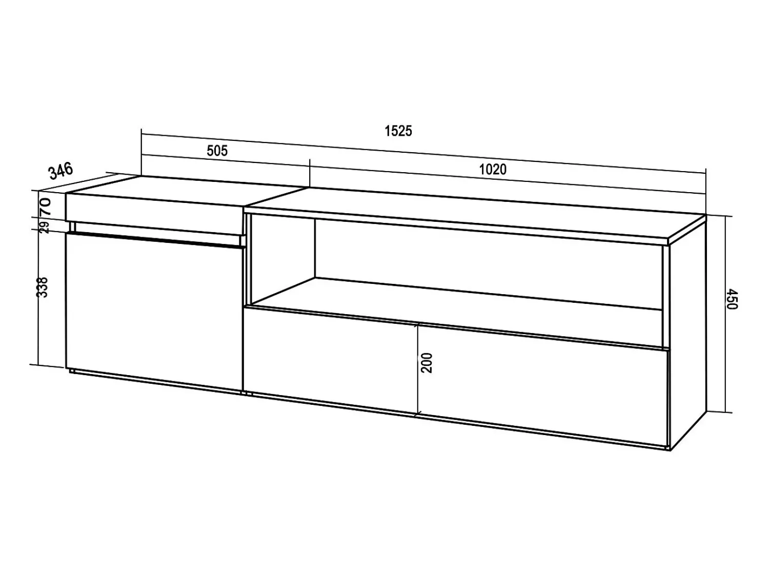 Clearance Skraut Home Móvel de TV, 150x35x45cm, Para televisores até 65", Suspensos, Cimento Cinzento