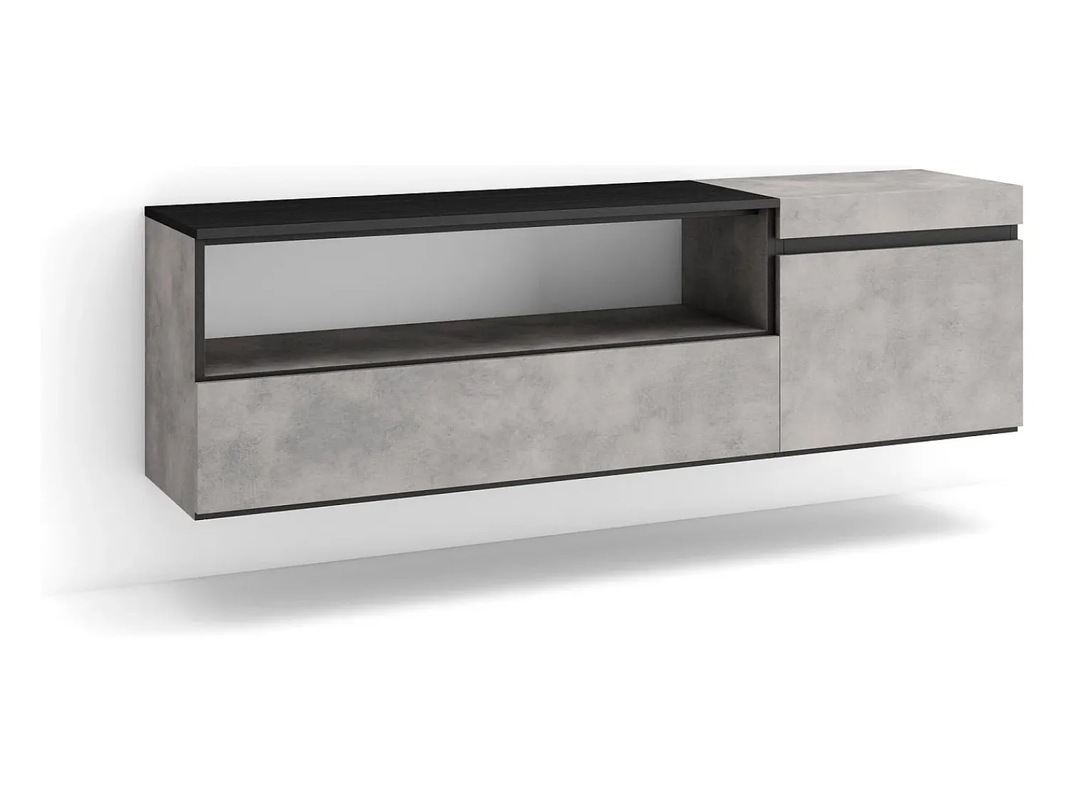 Móvel De Tv|Skraut Home Móvel de TV, 150x35x45cm, Para televisores até 65", Suspensos, Cimento Cinzento