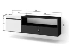 Best Skraut Home Móvel de TV, 150x35x45cm, Para televisores até 65", Suspensos, e preto Branco