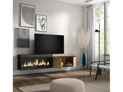 Skraut Home Móvel de TV, 208x35x45cm, Para televisores até 80
