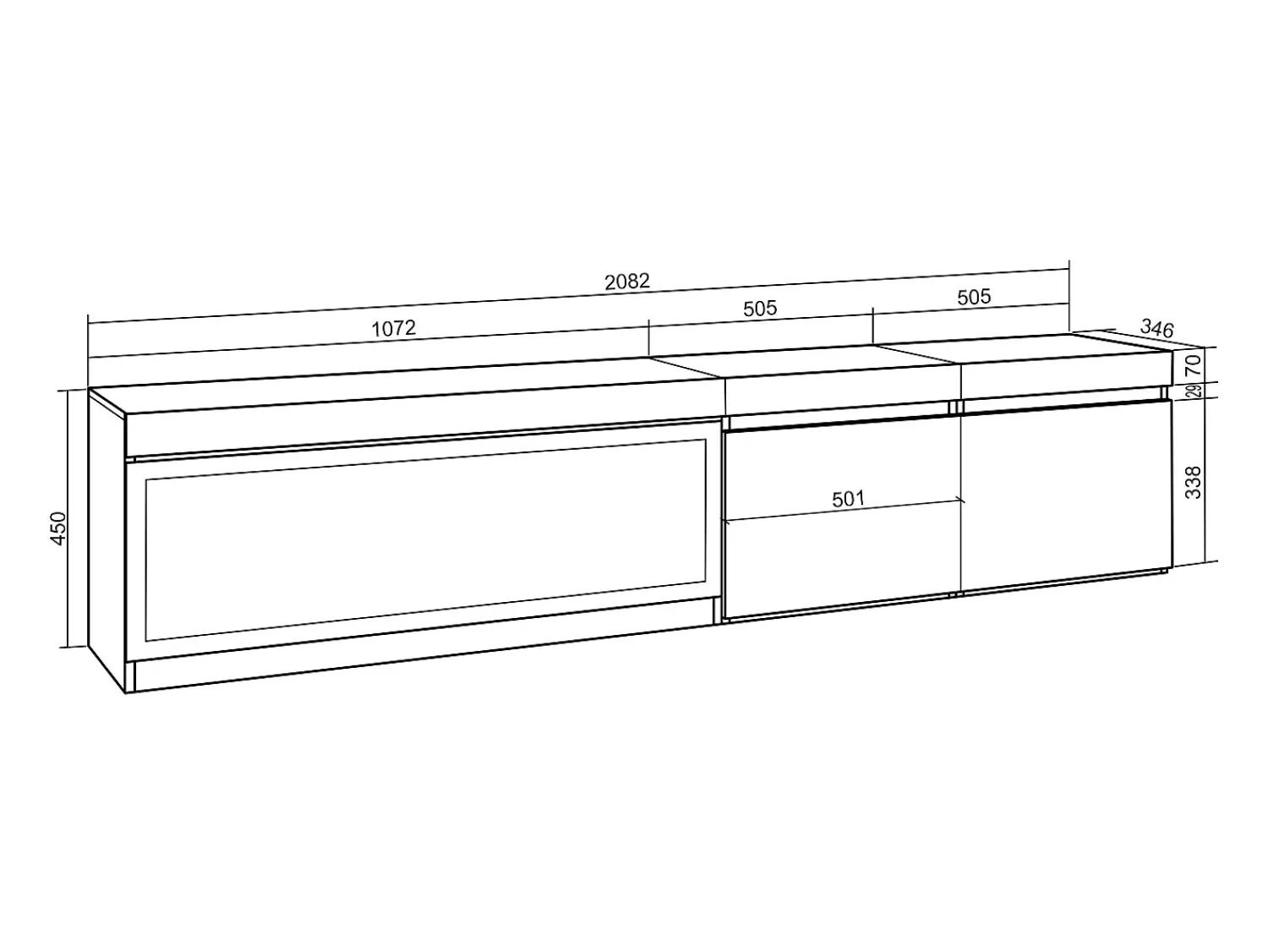 Skraut Home Móvel de TV, 208x35x45cm, Para televisores até 80", Lareira eléctrica XXL, Suspensos, Carvahlo e preto^ Móvel De Tv