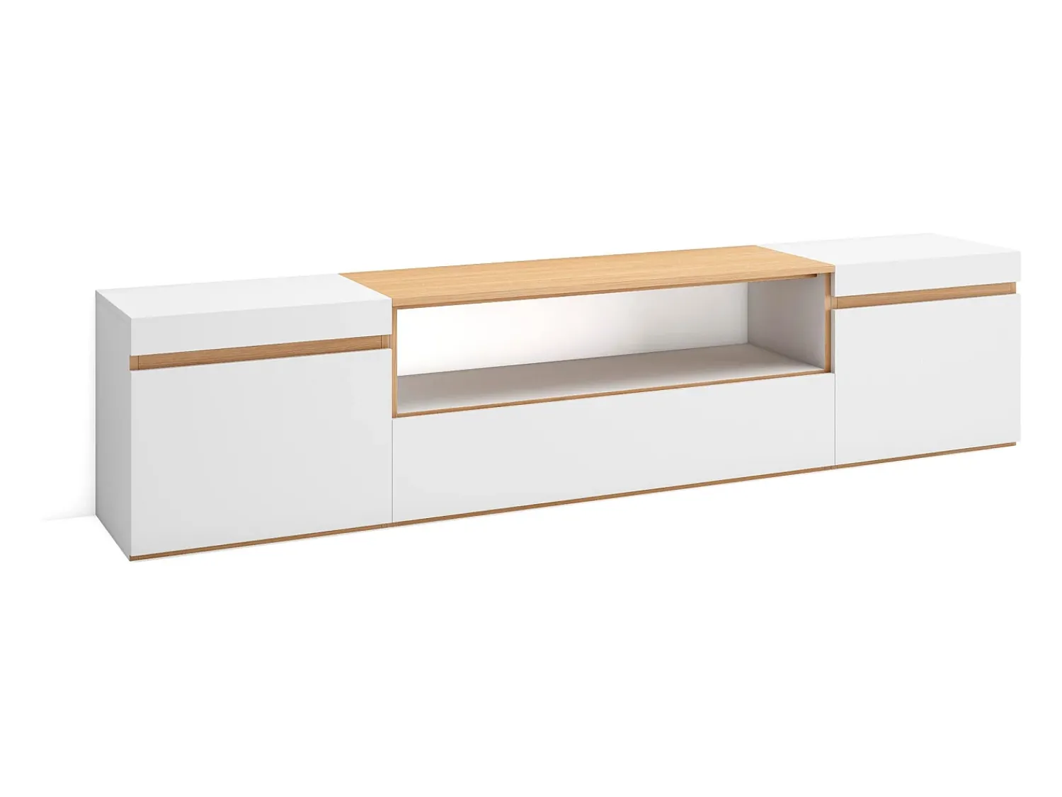 Móvel De Tv*Skraut Home Móvel de TV, 200x35x45cm, Para televisores até 80", Estante para TV, e Carvalho soft Branco