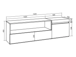 Móvel De Tv*Skraut Home Móvel de TV, 150x35x45cm, Para televisores até 65", Estante para TV, e preto Branco