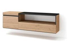 Móvel De Tv|Skraut Home Móvel de TV, 150x35x45cm, Para televisores até 65", Suspensos, Carvahlo e preto Natural claro