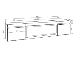 Skraut Home Móvel de TV, 208x35x45cm, Para televisores até 80