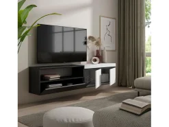 Skraut Home Móvel de TV, 200x35x45cm, Para televisores até 80", Suspensos, e preto^ Móvel De Tv