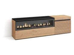 Móvel De Tv*Skraut Home Móvel de TV, 150x35x45cm, Para televisores até 65", Lareira eléctrica, Carvahlo Natural claro