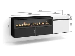 Móvel De Tv|Skraut Home Móvel de TV, 150x35x45cm, Para televisores até 65", Lareira eléctrica, Suspensos, e preto Branco