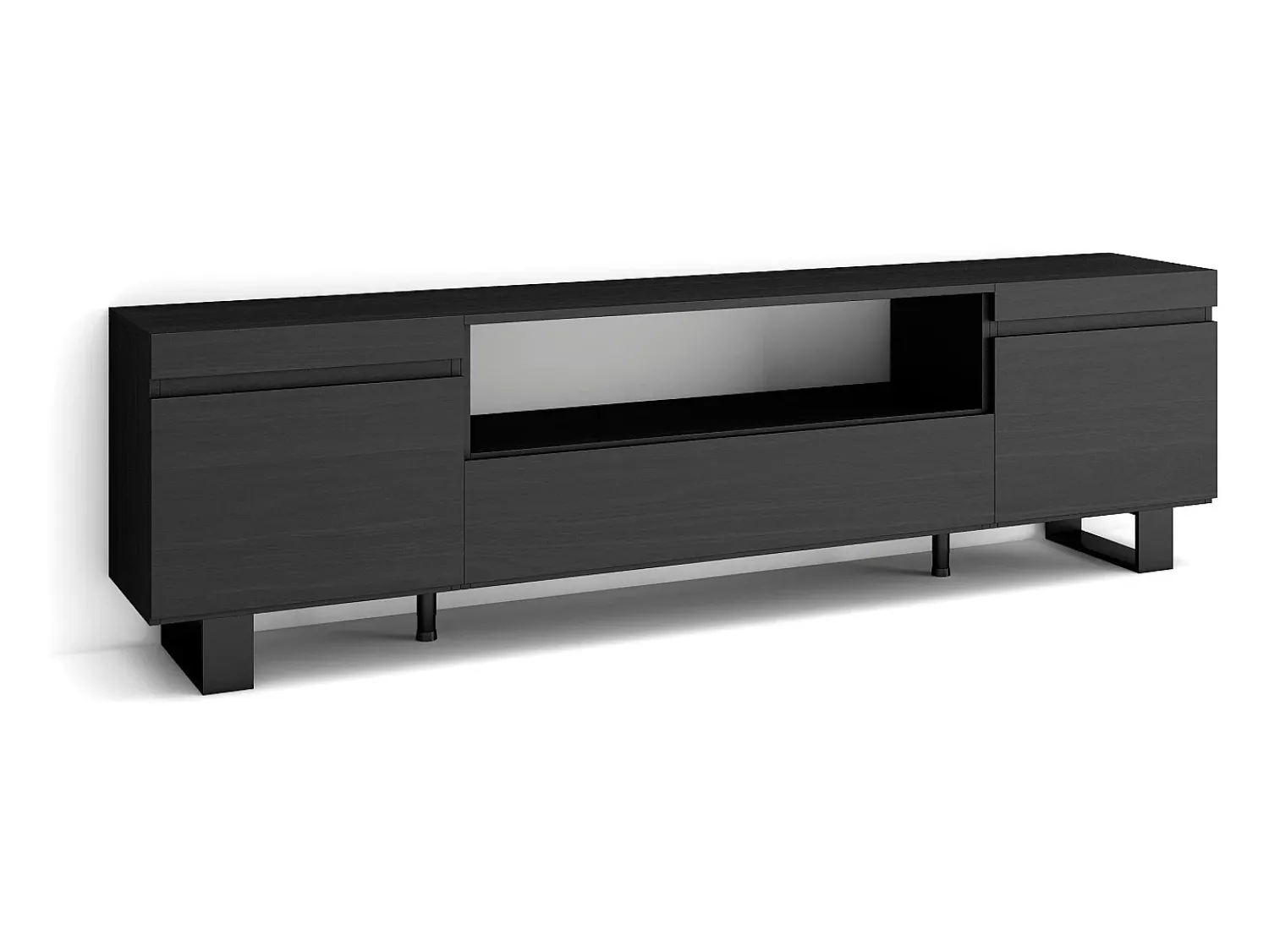 Móvel De Tv*Skraut Home Móvel de TV, 200x35x57cm, Para televisores até 80", Design industrial, Preto