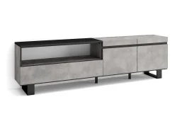 Móvel De Tv|Skraut Home Móvel de TV, 200x35x57cm, Para televisores até 80", Design industrial, Cimento Cinzento