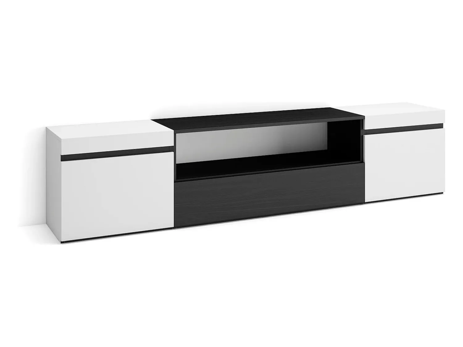 Skraut Home Móvel de TV, 200x35x45cm, Para televisores até 80", Estante para TV, e preto^ Móvel De Tv