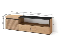 Skraut Home Móvel de TV, 150x35x45cm, Para televisores até 65", Estante para TV, Carvahlo^ Móvel De Tv