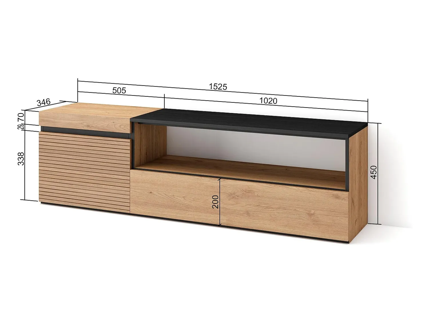 Skraut Home Móvel de TV, 150x35x45cm, Para televisores até 65", Estante para TV, Carvahlo^ Móvel De Tv