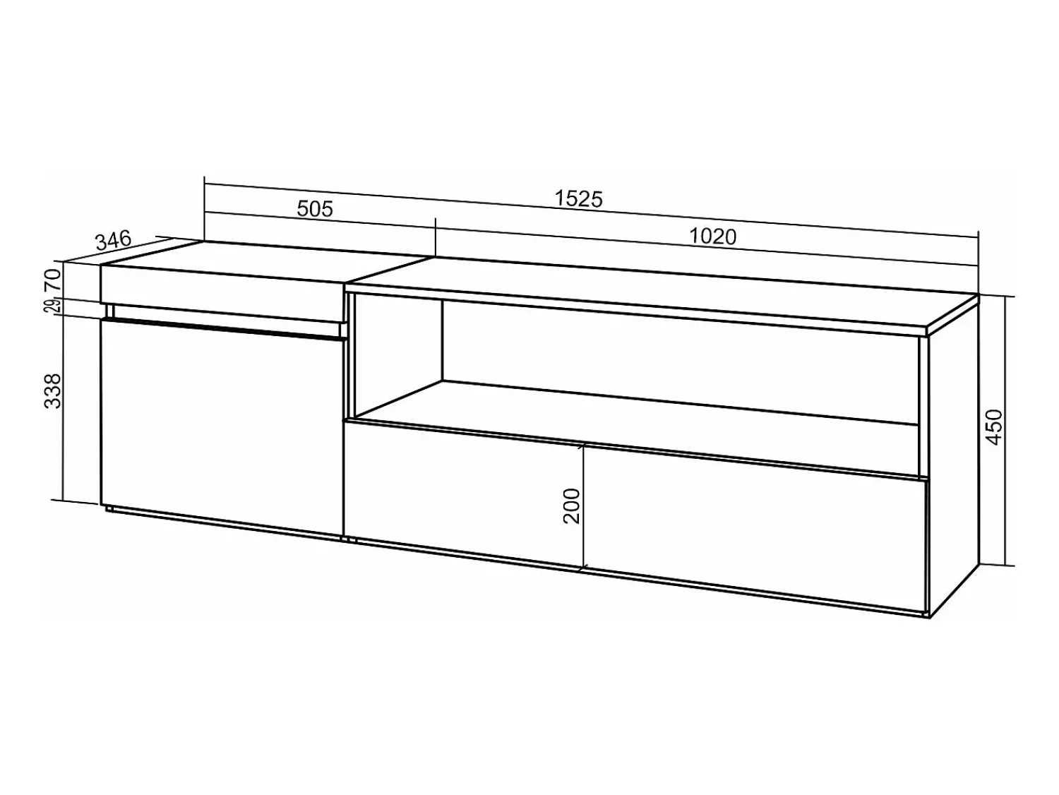 Skraut Home Móvel de TV, 150x35x45cm, Para televisores até 65", Estante para TV, Carvahlo^ Móvel De Tv