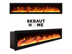 Skraut Home Móvel de TV, 200x35x57cm, Para televisores até 80", Lareira eléctrica, Design industrial,^ Móvel De Tv