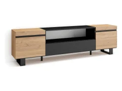 Clearance Skraut Home Móvel de TV, 200x35x57cm, Para televisores até 80", Design industrial, Carvahlo e preto Natural claro