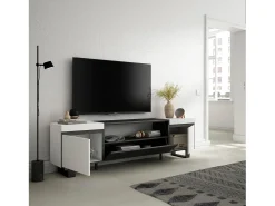Skraut Home Móvel de TV, 200x35x57cm, Para televisores até 80", Design industrial, e preto^ Móvel De Tv