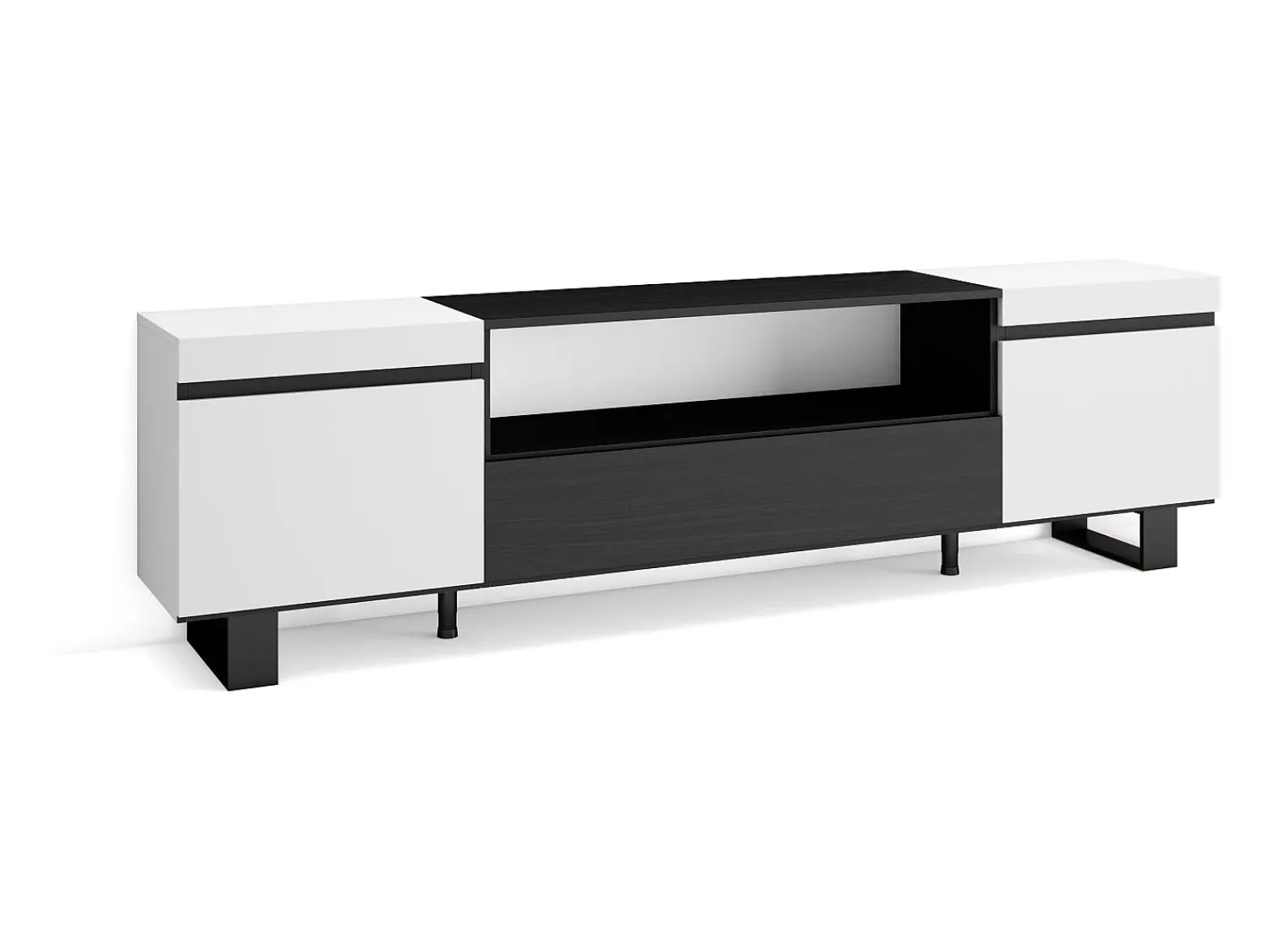 Skraut Home Móvel de TV, 200x35x57cm, Para televisores até 80", Design industrial, e preto^ Móvel De Tv
