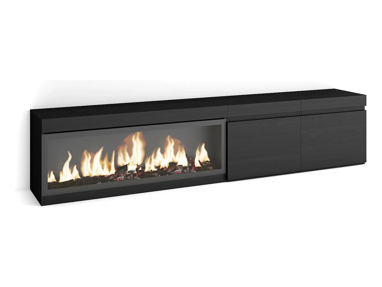 Skraut Home Móvel de TV, 208x35x45cm, Para televisores até 80", Lareira eléctrica XXL,^ Móvel De Tv
