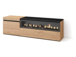 Skraut Home Móvel de TV, 150x35x45cm, Para televisores até 65", Lareira eléctrica, Carvahlo e preto^ Móvel De Tv