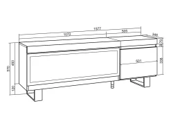 Móvel De Tv|Skraut Home Móvel de TV, 158x35x57cm, Para televisores até 65", Lareira eléctrica XXL, Design industrial, Carvahlo Natural claro