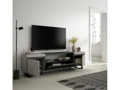 Móvel De Tv*Skraut Home Móvel de TV, 200x35x57cm, Para televisores até 80", Design industrial, Cimento Cinzento