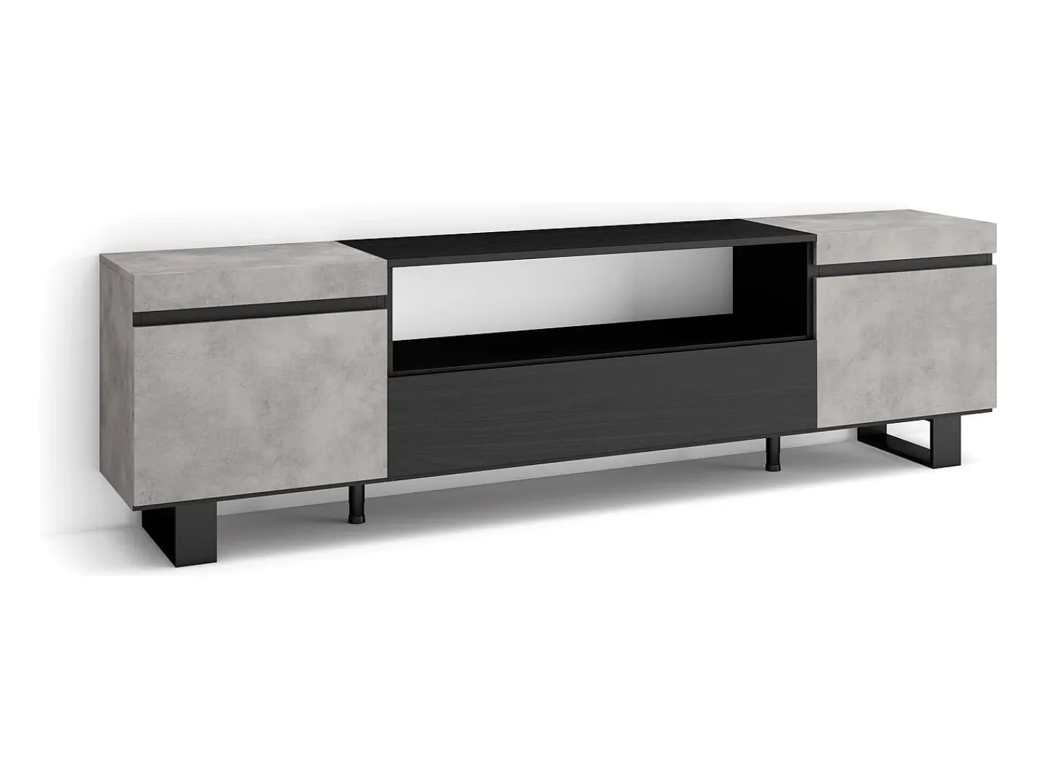 Móvel De Tv*Skraut Home Móvel de TV, 200x35x57cm, Para televisores até 80", Design industrial, Cimento Cinzento