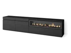 Móvel De Tv*Skraut Home Móvel de TV, 200x35x45cm, Para televisores até 80", Lareira eléctrica, Preto