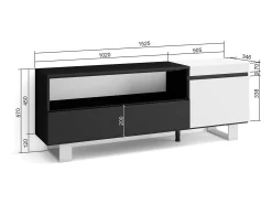 Sale Skraut Home Móvel de TV, 150x35x57cm, Para televisores até 65", Design industrial, e preto Branco