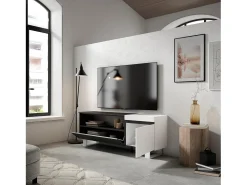 Sale Skraut Home Móvel de TV, 150x35x57cm, Para televisores até 65", Design industrial, e preto Branco