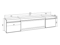 Móvel De Tv|Skraut Home Móvel de TV, 208x35x45cm, Para televisores até 80", Lareira eléctrica XXL, Preto
