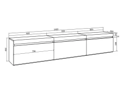 Móvel De Tv*Skraut Home Móvel de TV, 240x35x45cm, Suspensos, Carvalho Natural claro